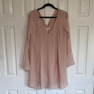 BCBGeneration blush pink v-neck long bell sleeve dress